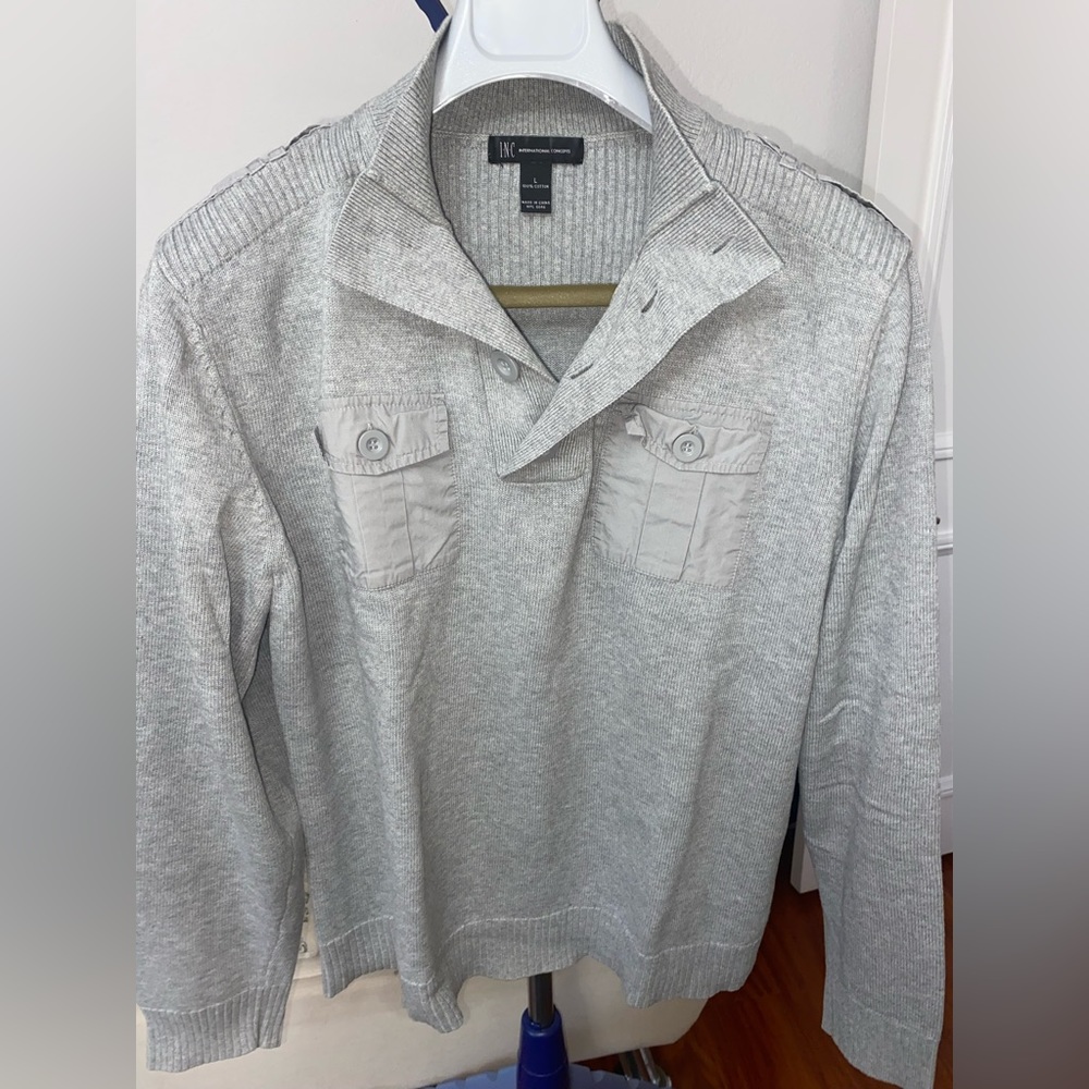INC International Concepts gray men’s cotton sweater